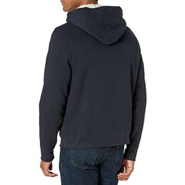 Amazon Essentials Hoodie For Men, Sherpa-Lined Full-Zip Fleece Sweatshirt, Large, Navy