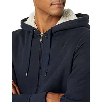 Amazon Essentials Hoodie For Men, Sherpa-Lined Full-Zip Fleece Sweatshirt, Large, Navy