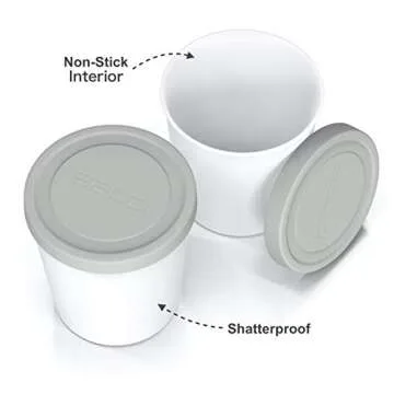 BALCI - Premium Ice Cream Containers (2 Pack - 1 Quart Each) Perfect Freezer Storage Tubs with Lids for Ice Cream, Sorbet and Gelato! - Grey