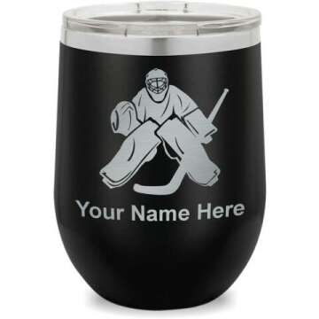 Personalized Hockey Goalie Wine Glass Tumbler