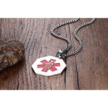 VNOX Medical Alert ID Necklace for Health Safety