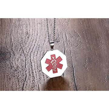VNOX Medical Alert ID Necklace for Health Safety