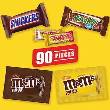 M&M'S, SNICKERS, TWIX & MILKY WAY Variety Pack Chocolate Candy Assortment, 90 Pieces Bag