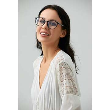 FONHCOO Blue Light Blocking Glasses Women Men Computer Eyeglasses,TR90 Fashion Round Transparent Ant...