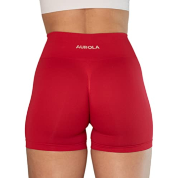 AUROLA Dream Women's High Waist Workout Shorts in Red