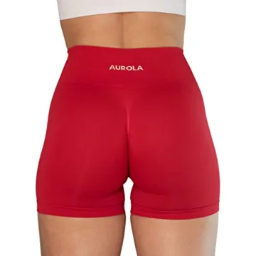 AUROLA Dream Women's High Waist Workout Shorts in Red