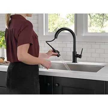 Delta Faucet Trinsic Matte Black Kitchen Faucet with Pull Down Sprayer - Stylish and Functional
