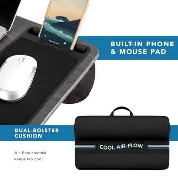 Comfortable LAPGEAR Lap Desk with Mouse Pad & Phone Holder