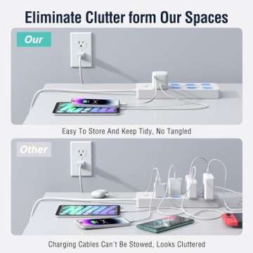 Retractable Wall Charger, 35W PD Fast Charger Block with Type C Retractable Cable (31.5 inch) and Type C Ports, Portable Charger Adapter for iPhone 16/15 Pro Max/Galaxy/Pixel & More