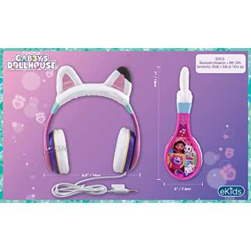 eKids Gabbys Dollhouse Children's Headphones Wired for School, Home or Travel, Tangle-Free Cable for Toddlers, Volume Controller, 3.5 mm Jack Socket Incl. – Suitable for Ages 3 Years and Above