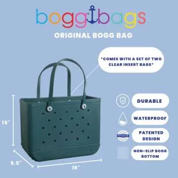 BOGG BAG Original Extra Large Tote Bag for Beach, Pool, Boat. Lightweight Waterproof Washable Durabl...