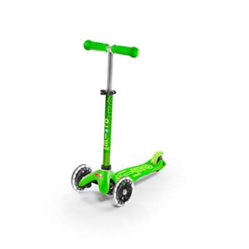 Micro Kickboard - Mini Deluxe LED - Three Wheeled, Lean-to-Steer Swiss-Designed Micro Scooter for Toddlers & Children with Motion-Activated Light-Up Wheels for Ages 2-5 (Green)