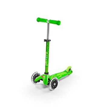 Micro Kickboard - Mini Deluxe LED - Three Wheeled, Lean-to-Steer Swiss-Designed Micro Scooter for Toddlers & Children with Motion-Activated Light-Up Wheels for Ages 2-5 (Green)