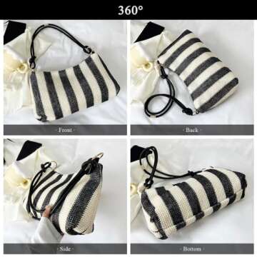 Extolove Straw Bags for Women, Summer Straw Shoulder Bag Trendy Straw Purses and Handbags (Khaki)