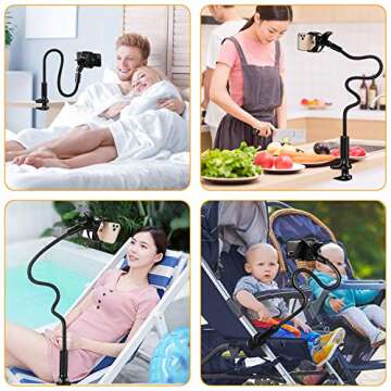 Gooseneck Phone Holder for Bed, Canjoy Long Arm Lazy Phone Holder Stand for Desk with Adjustable Mount Clip Bracket Clamp Compatible with iPhone SE 2 11 Pro Max, Samsung, Google, and 4-6.5 Inch Phones