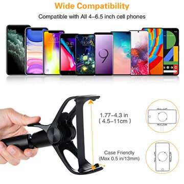 Gooseneck Phone Holder for Bed, Canjoy Long Arm Lazy Phone Holder Stand for Desk with Adjustable Mount Clip Bracket Clamp Compatible with iPhone SE 2 11 Pro Max, Samsung, Google, and 4-6.5 Inch Phones