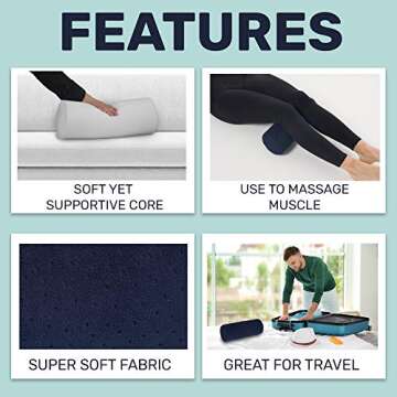 AllSett Health Round Cervical Roll Cylinder Bolster Pillow with Removable Washable Cover, Ergonomica...