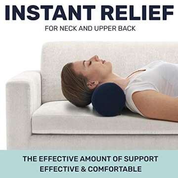 AllSett Health Round Cervical Roll Cylinder Bolster Pillow with Removable Washable Cover, Ergonomically Designed for Head, Neck, Back, and Legs || Ideal for Spine and Neck Support, Navy