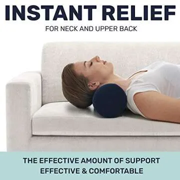 AllSett Health Round Cervical Roll Cylinder Bolster Pillow with Removable Washable Cover, Ergonomically Designed for Head, Neck, Back, and Legs || Ideal for Spine and Neck Support, Navy