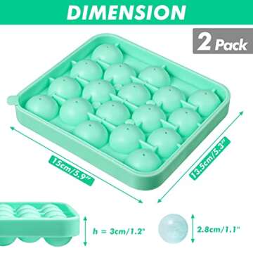 Webake 2 Pack Silicone Round Ice Cube Molds, 1.1 Inch Ice Ball Maker Easy Release Silicone Circle Ic...
