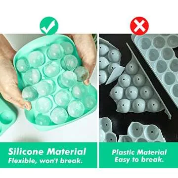 Webake 2 Pack Silicone Round Ice Cube Molds, 1.1 Inch Ice Ball Maker Easy Release Silicone Circle Ice Cube Tray Making 36PCS Sphere Ice for Chilling Cocktail Tea Coffee Green