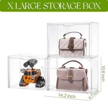 ZLLZUU Purse Organizer for Closet, Clear Acrylic Display Case, Large Handbag Storage Organizer with ...