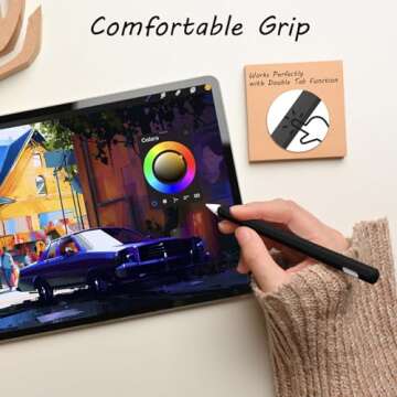 KELIFANG Silicone Case for Apple Pencil Pro 2024 & Apple Pencil 2nd Generation, Protective Skin Sleeve Cover Holder Grip and Tip Cap Accessories Compatible with iPad Pro 11 12.9 13 Inch, Black