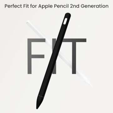 KELIFANG Silicone Case for Apple Pencil Pro 2024 & Apple Pencil 2nd Generation, Protective Skin Sleeve Cover Holder Grip and Tip Cap Accessories Compatible with iPad Pro 11 12.9 13 Inch, Black