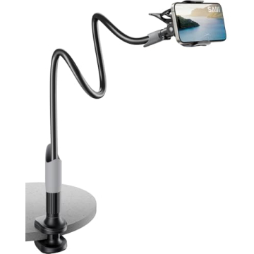 SAIJI Gooseneck Bed Phone Holder, Flexible Long Arm Phone Mount for Desk, Clip Bracket Clamp Stand, ...