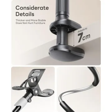 SAIJI Gooseneck Bed Phone Holder, Flexible Long Arm Phone Mount for Desk, Clip Bracket Clamp Stand, iPhone Stand, Mobile Cell Phone Stand Document Camera Nintendo Switch (Black)