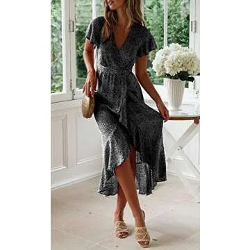 ZESICA Wrap Maxi Dress for Beach Parties & Weddings