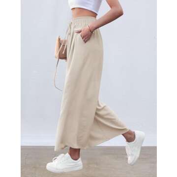 ZJCT Wide Leg Palazzo Pants for Women Summer Beach Pants Flowy Loose Casual Lounge Pajama Yoga Pants...