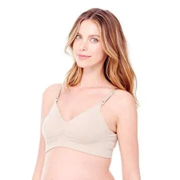 Ingrid & Isabel Women's Maternity Seamless Drop Cup Back Clasp Nursing Bra, Nude, Medium