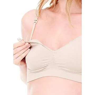 Ingrid & Isabel Women's Maternity Seamless Drop Cup Back Clasp Nursing Bra, Nude, Medium