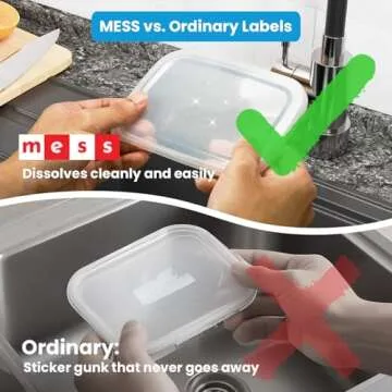 MESS Dissolvable Freezer Labels for Food Containers