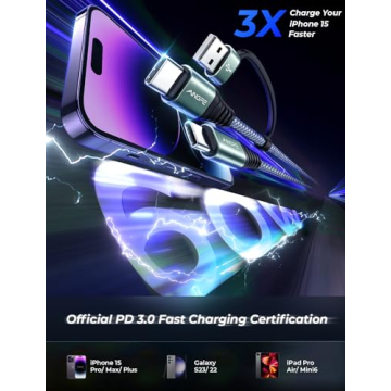 AINOPE USB C Cable 10ft Fast Charging 4-in-1 for All