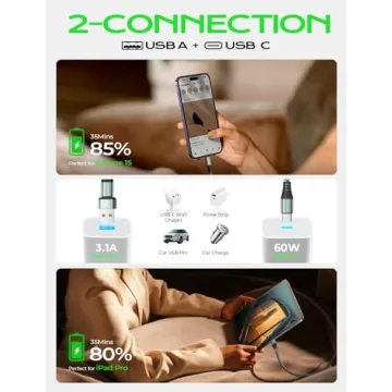 AINOPE USB C Cable 10ft Fast Charging 4-in-1 for All