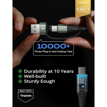 AINOPE USB C Cable 10ft Fast Charging 4-in-1 for All