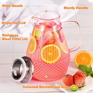 Veecom 80oz Glass Pitcher for Hot and Cold Beverages