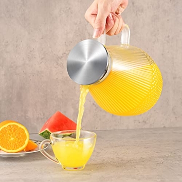 Veecom 80oz Glass Pitcher for Hot and Cold Beverages