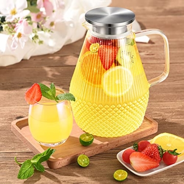 Veecom 80oz Glass Pitcher for Hot and Cold Beverages
