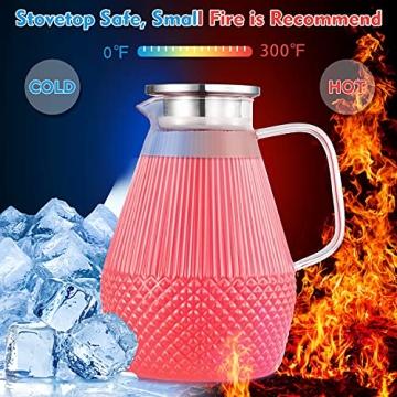 Veecom 80oz Glass Pitcher for Hot and Cold Beverages