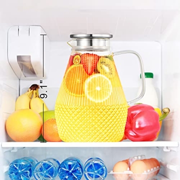 Veecom 80oz Glass Pitcher for Hot and Cold Beverages