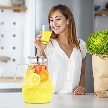 Veecom 80oz Glass Pitcher for Hot and Cold Beverages