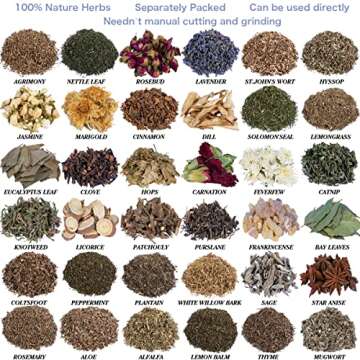 KINGBOCH Dried Herbs for Witchcraft, 36Pcs Witchcraft Supplies for Witchcraft, Pagan, Rituals, Witch...