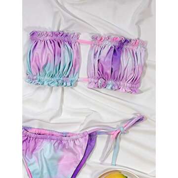 Floerns Tie Back Ruched Bandeau Bikini for Women