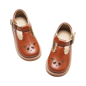 Felix & Flora Toddler Little Girl Brown Mary Jane Dress Shoes - Ballet Flats for Easter Flower Girl ...