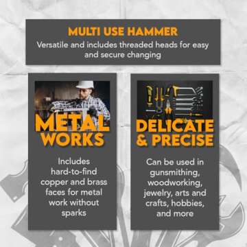 SE 5-IN-1 Dual Interchangeable Hammer - Threaded Copper, Brass Faces - Versatile Solution for Gunsmi...