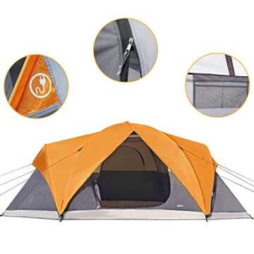 Amazon Basics Dome Camping Tent, 8 Person, Orange/Grey