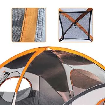 Amazon Basics Dome Camping Tent, 8 Person, Orange/Grey
